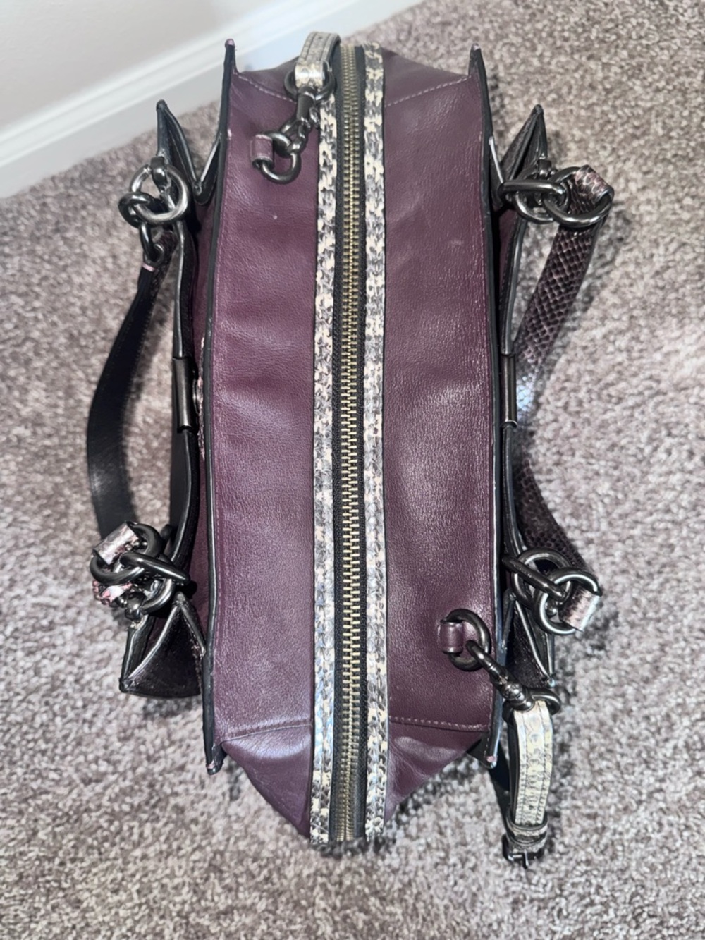 Coach 2019 Dreamer 36 ColorBlock Snakeskin Detail Satchel Shoulder Bag Crossbody - Picture 10 of 15